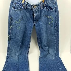 MOSSIMO WOMEN'S DENIM DISTRESSED FLORAL JEANS